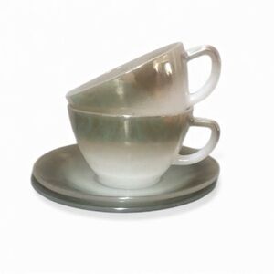 Set of Federal Glass Tea Cups & Saucers Vintage